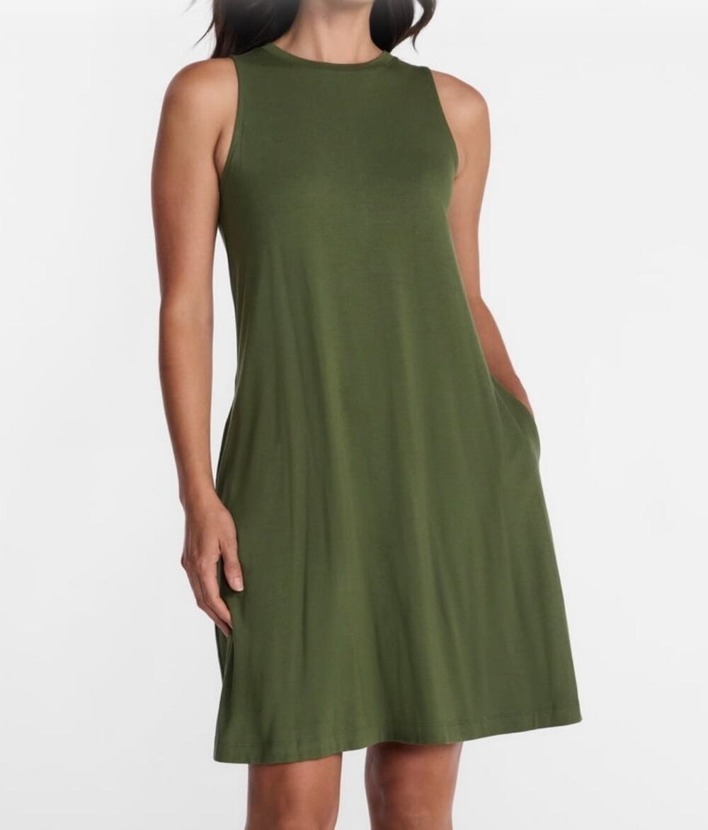 Time and Tru Women’s Sleeveless Knit Swing Dress Small 4-6 Flared High Neck Tank